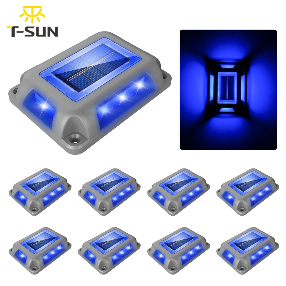 Outdoor Power Post - 8PC Blue Light Solar Light Outdoor