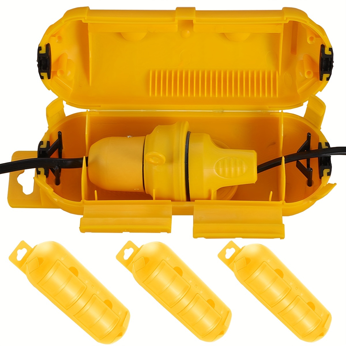 Outdoor Power Outlet - Extension Yellow Cord Safety Cover with