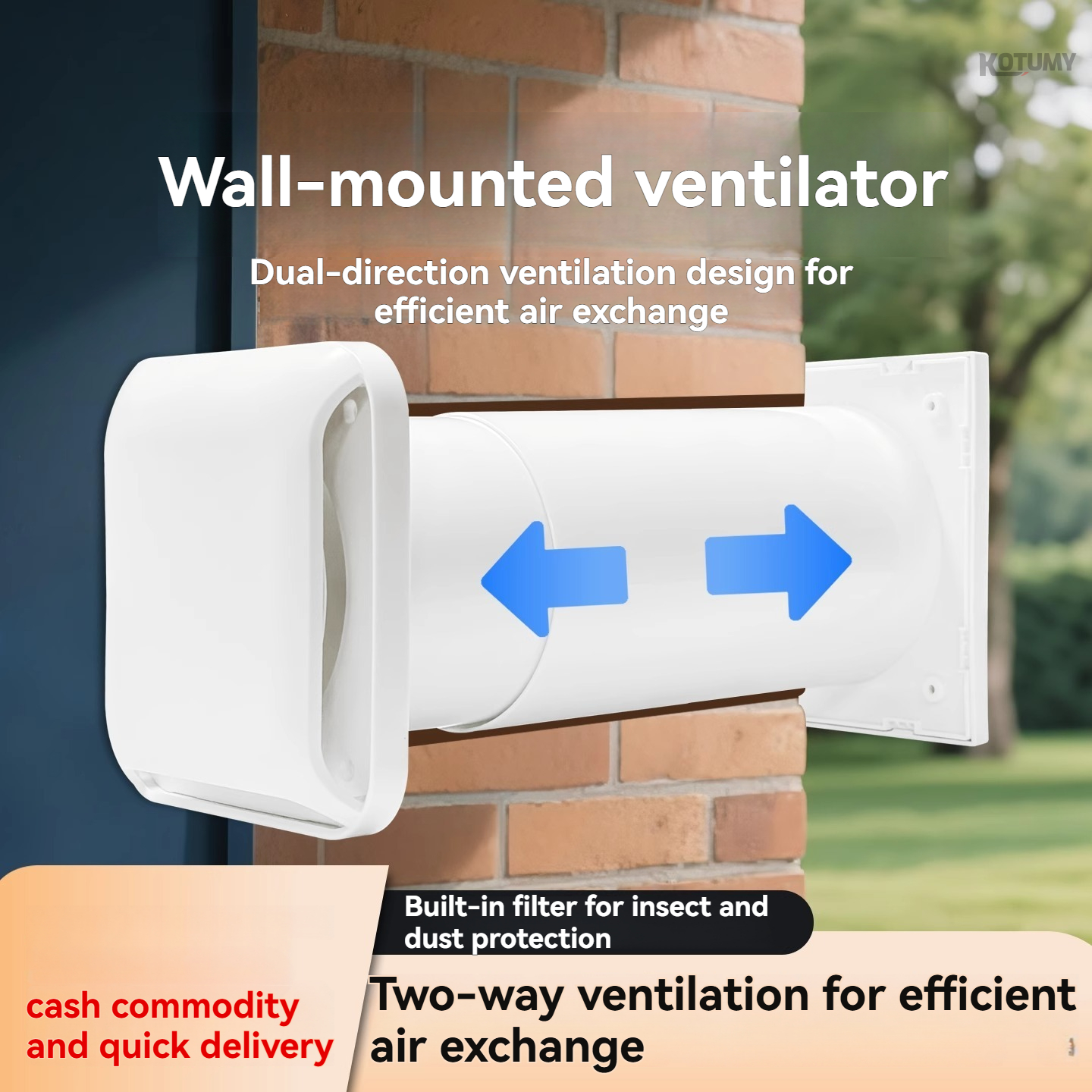 Outdoor Power Outlet - Wall Mounted Non-Powered Ventilator Pressure Air
