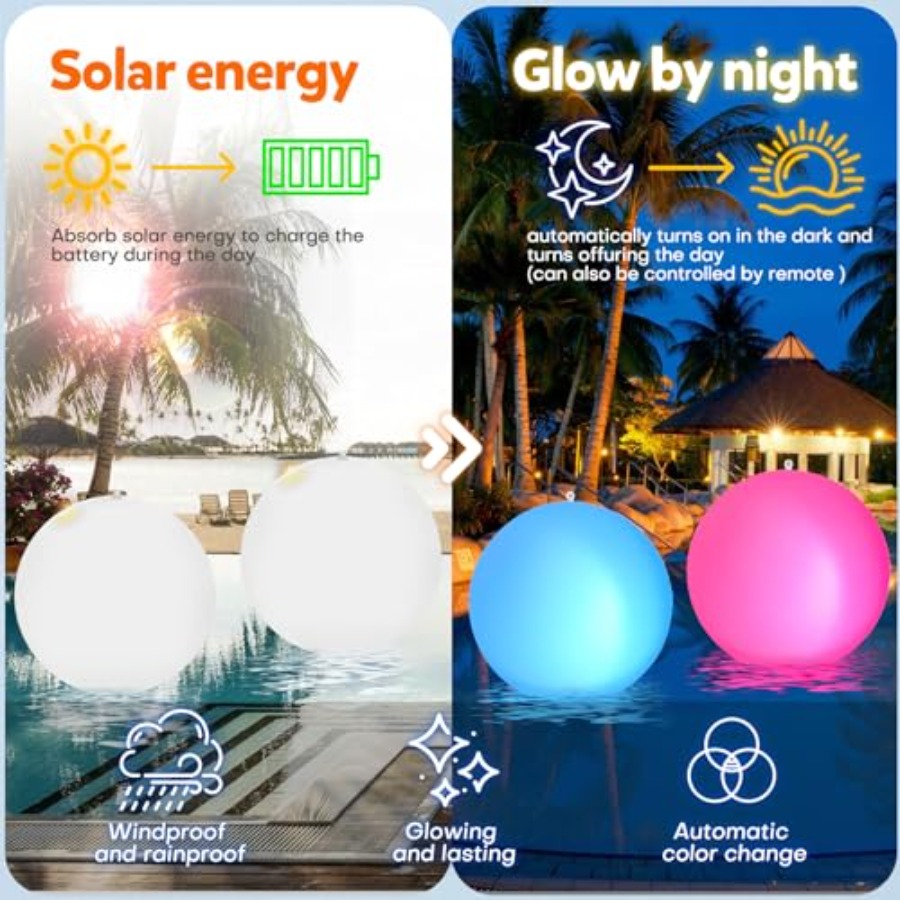 Solar Floating Ball Pool Light - Outdoor Power Pack のレビューと価格
