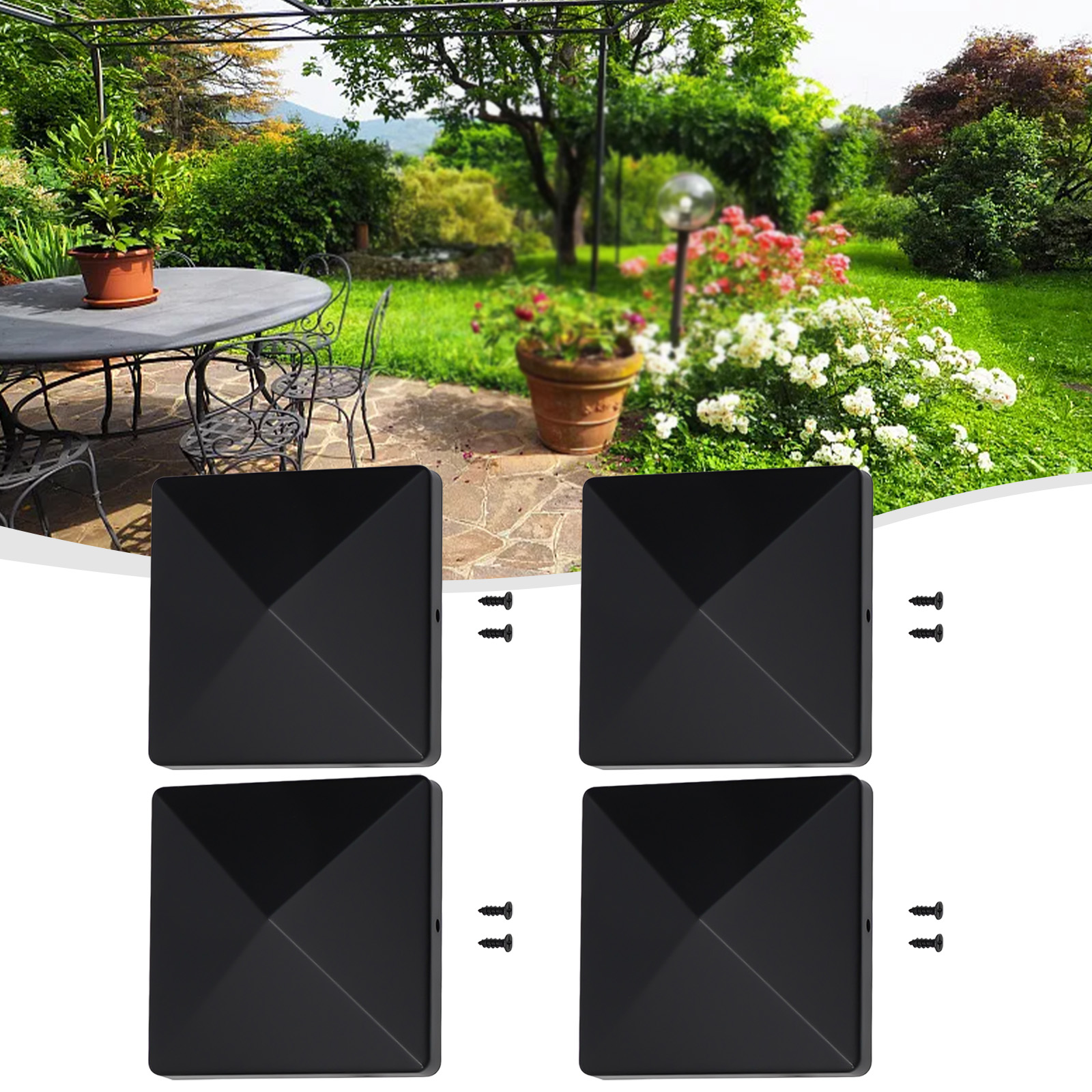 1/4Pcs 4x4 Inch Black ABS Plas - Outdoor Power Post のレビューと価格