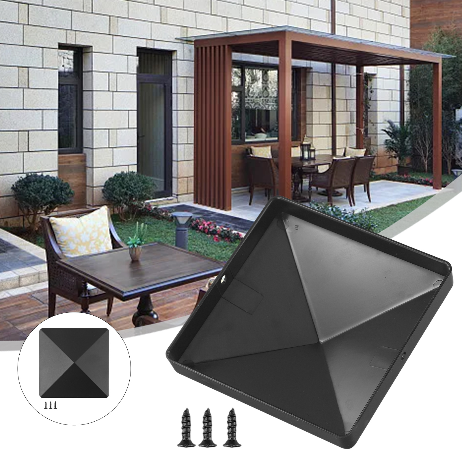 1/4Pcs 4x4 Inch Black ABS Plas - Outdoor Power Post のレビューと価格