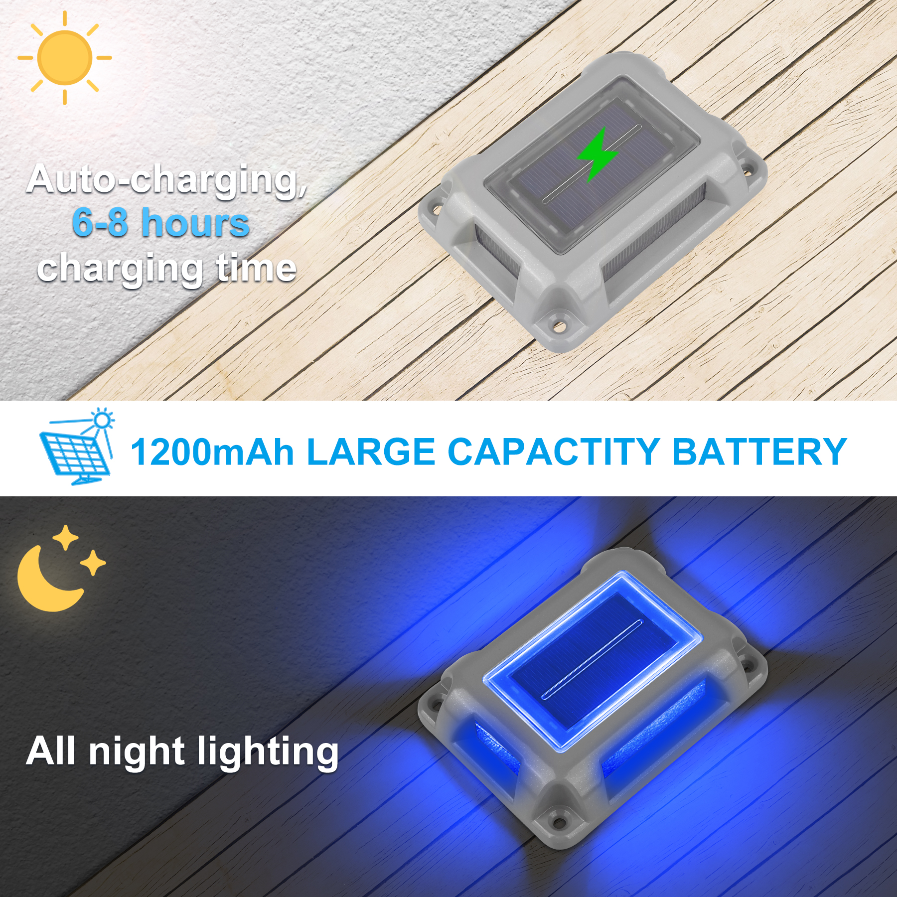 8PC Blue Light Solar Light Out - Outdoor Power Post のレビューと価格