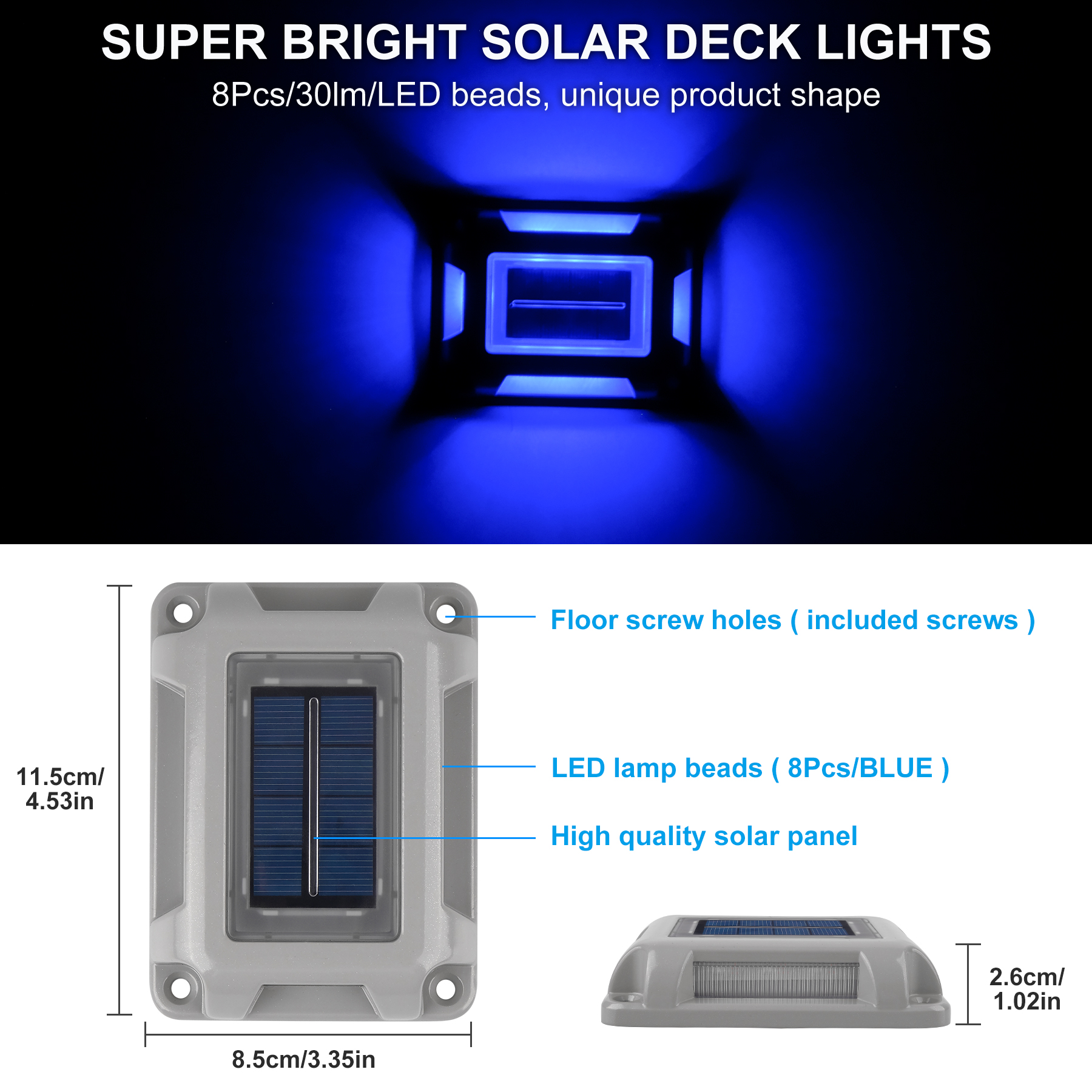 8PC Blue Light Solar Light Out - Outdoor Power Post のレビューと価格