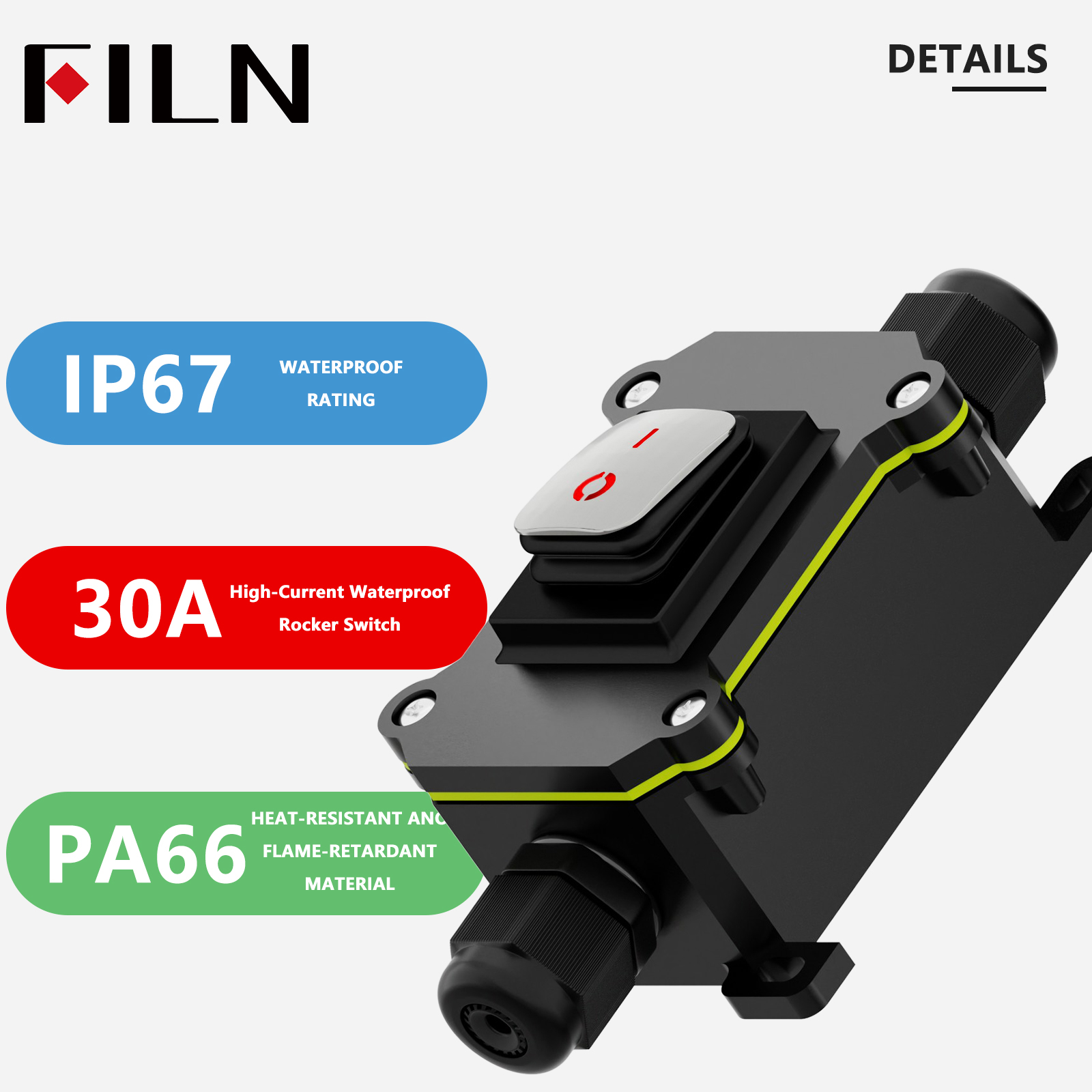 FILN 30A Waterproof Rocker Swi - Outdoor Power Bar のレビューと価格