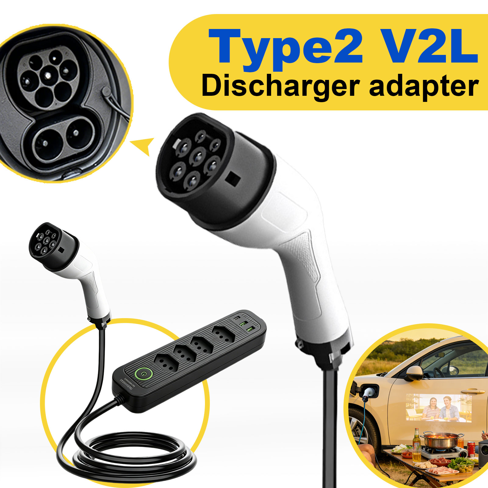Type2 V2L Discharge Adapter 16 - Outdoor Power Outlet のレビューと価格