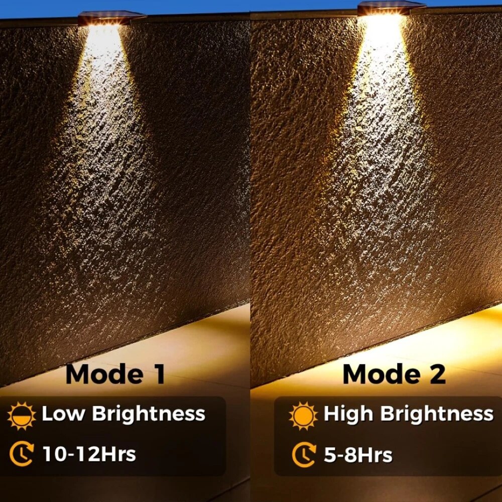 2 Pack Solar Wall Lights 4 LED - Outdoor Power Post のレビューと価格
