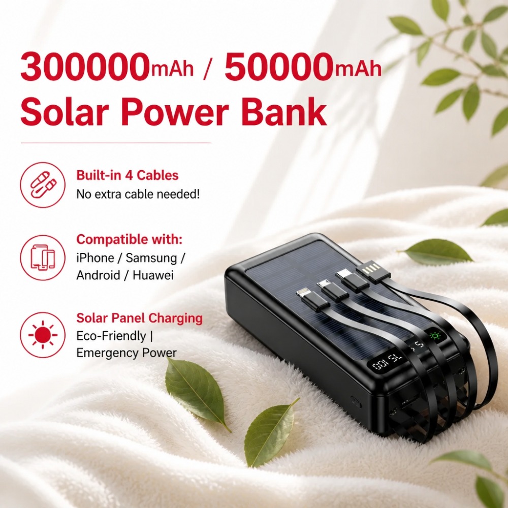 300000mAh Solar Power Bank Bui - Outdoor Power Pack のレビューと価格