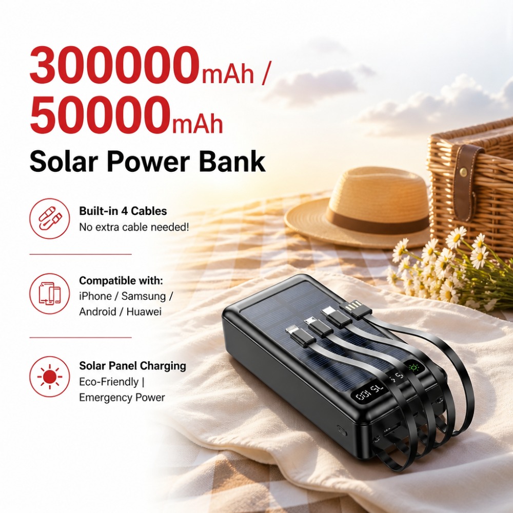 300000mAh Solar Power Bank Bui - Outdoor Power Pack のレビューと価格